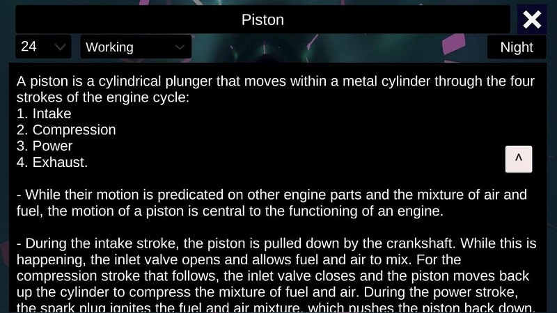 information about piston in 3d engine auto apk app for android