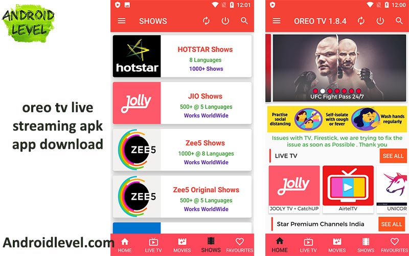 oreo tv live streaming apk app download